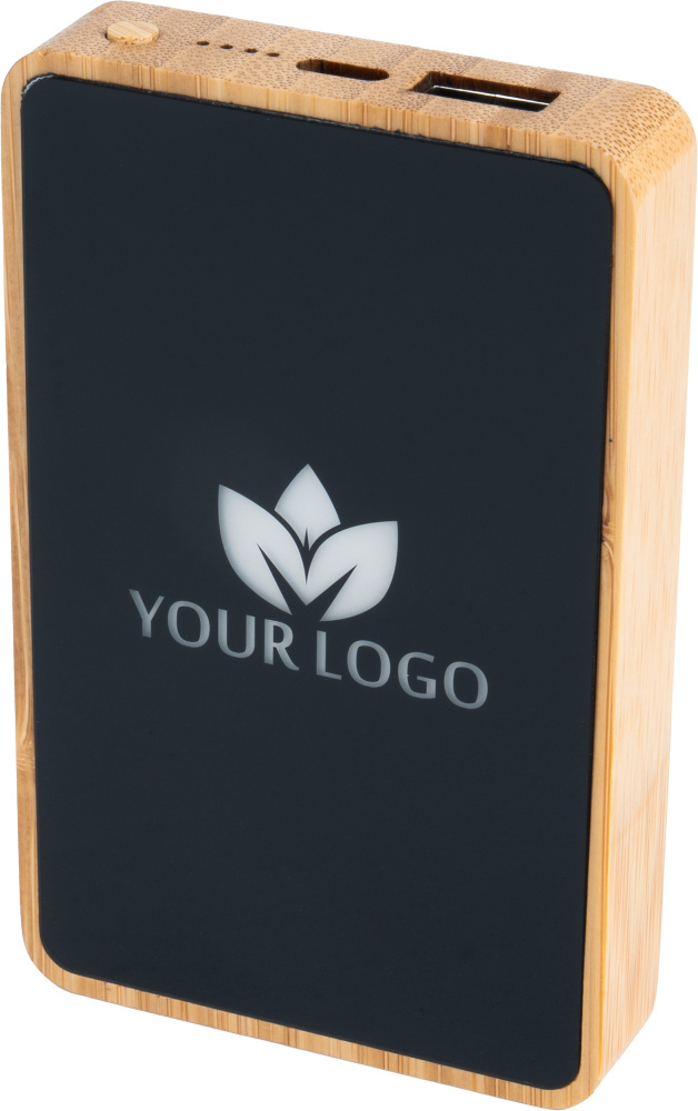 5000 mAh akupank valgustatud logoga, beež, tootepilt