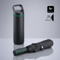Outdoor Set: terasest veepudel 650 ml ja automaatne vihmavari, roheline