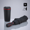 Travel Set: termokruus 370 ml ja automaatne vihmavari, punane