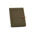 Eliot A4 kaust taaskasutatud puuvill. 64 FSC® lehte märkmikus ja rPU sulguriga., Armee roheline