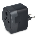 PowerPro reisiadapter on valmistatud taaskasutatud plastist, must