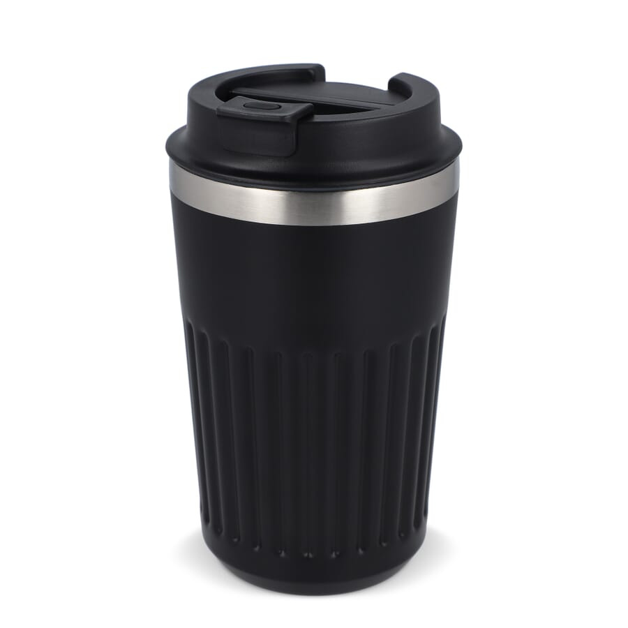 Taaskasutatud roostevabast terasest termoskann kaasa võtmiseks 400 ml, must, tootepilt (1)