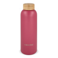 Roostevabast terasest pudel bambuskorgiga Waterdrop 600 ml, tume roosa