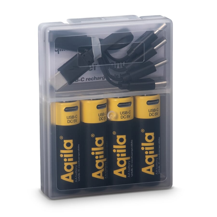 Aqiila laetavad USB-C akud AA 2000mAh 4-pakk, must, tootepilt (1)