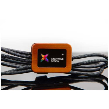 SCX.design C38 5-in-1 rPET-logoga laadimiskaabel ruudukujulise puitkorpusega, Täismust/puit, tootepilt (2)