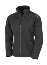 Naiste taaskasutatud 3-kihiline prinditav softshell-jakk, must