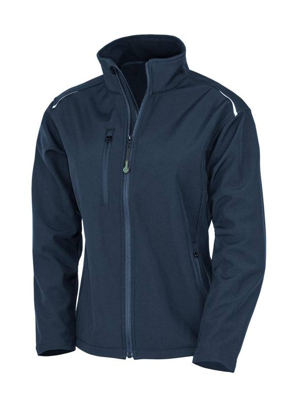 Naiste taaskasutatud 3-kihiline prinditav softshell-jakk, tumesinine – Result Recycled (1)