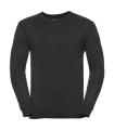 Meeste V-kaelusega kootud pullover, must