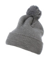 Mansetiga pom-pom kootud müts, hall melanž, Heather Grey