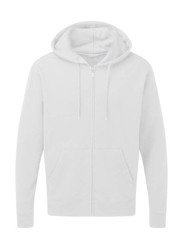 Kapuutsiga täispikk lukuga meeste jope, valge – SG Originals (1)