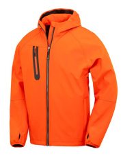 3-kihiline taaskasutatud prinditav vabaaja kapuutsiga softshell-särk, oranž/tumesinine