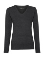 Naiste V-kaelusega kootud pullover, Süsi mergel