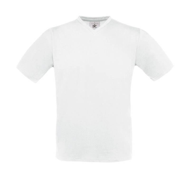 Täpne V-kaelusega T-särk, valge – B&C (1)