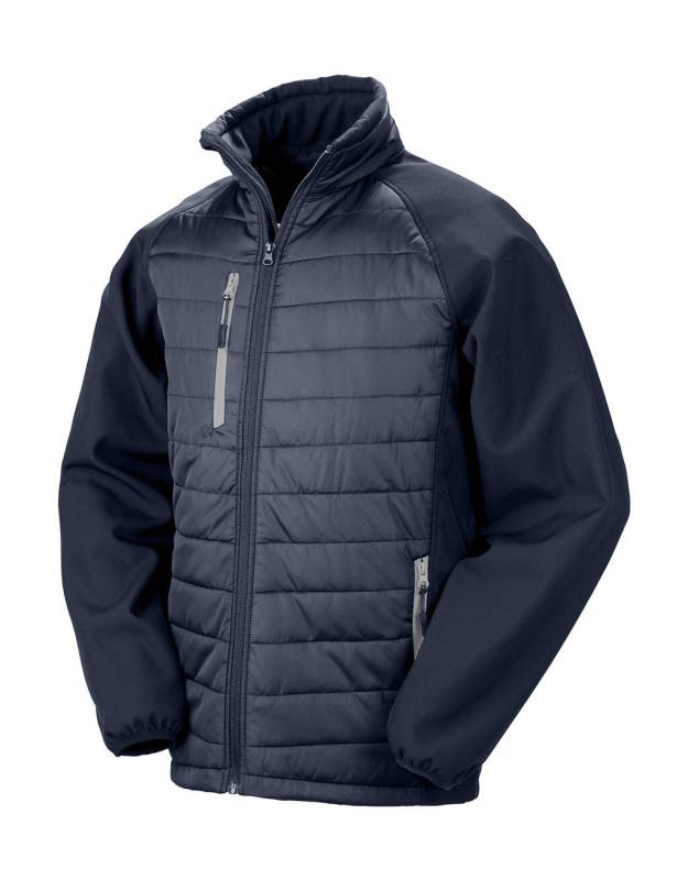 Kompassiga polsterdatud softshell-jakk, tumesinine/hall – Result Recycled (1)