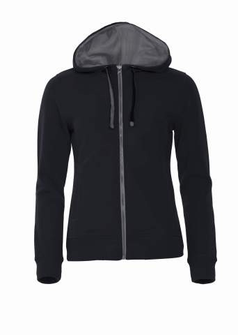Classic Hoody – täispika lukuga pusa (naistele), must - Clique (1)