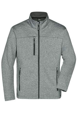 Meeste softshell-jakk, tume melanž/must – James & Nicholson (1)