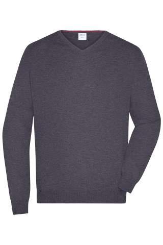 Meeste V-kaelusega pullover, antratsiit-melange – James & Nicholson (1)