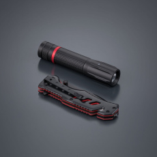 Optima Color Set: päästenuga ja keskmise suurusega laetav taskulamp, 1800 mAh