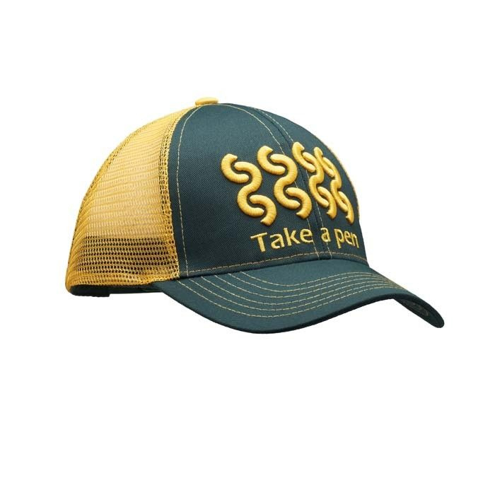 Keskmise kõrgusega 6-paneeliline RPET-trucker-nokamüts, tootepilt