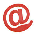 Kirjaklamber "@-märk", punane