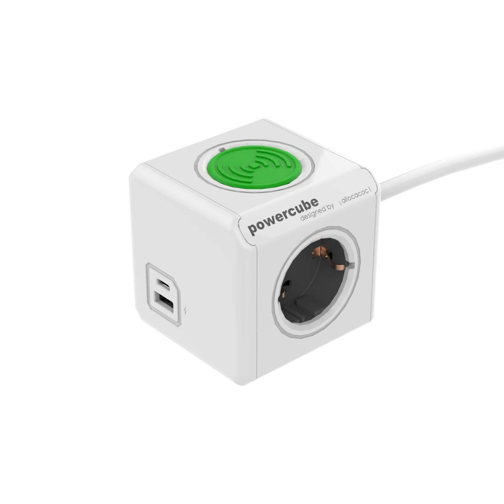 PowerCube Extended USB A+C Wireless charger – USB-portidega pistikuplokk, tootepilt (1)