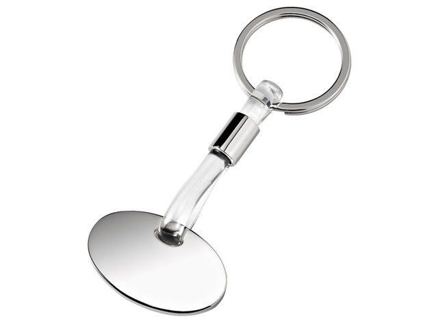 Kroomitud ovaalne PVC-st läbipaistev võtmehoidja., tootepilt