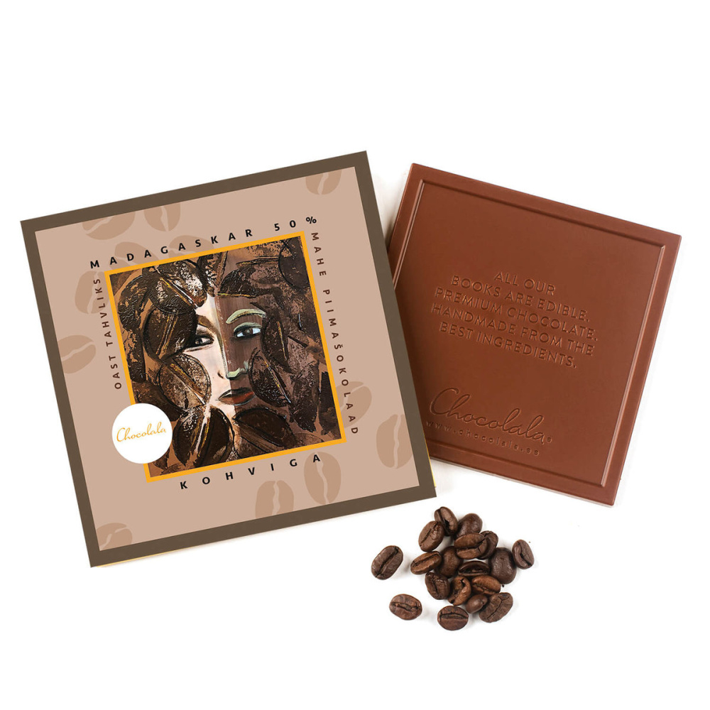 Madagaskar bean to bar 50% piimašokolaad kohviga, tootepilt