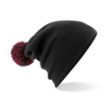 Beechfield B450 kootud müts, must / punane (Classic Red)