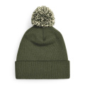 Beechfield B450 kootud müts, oliivroheline (Olive Green) / helepruun (Oatmeal)