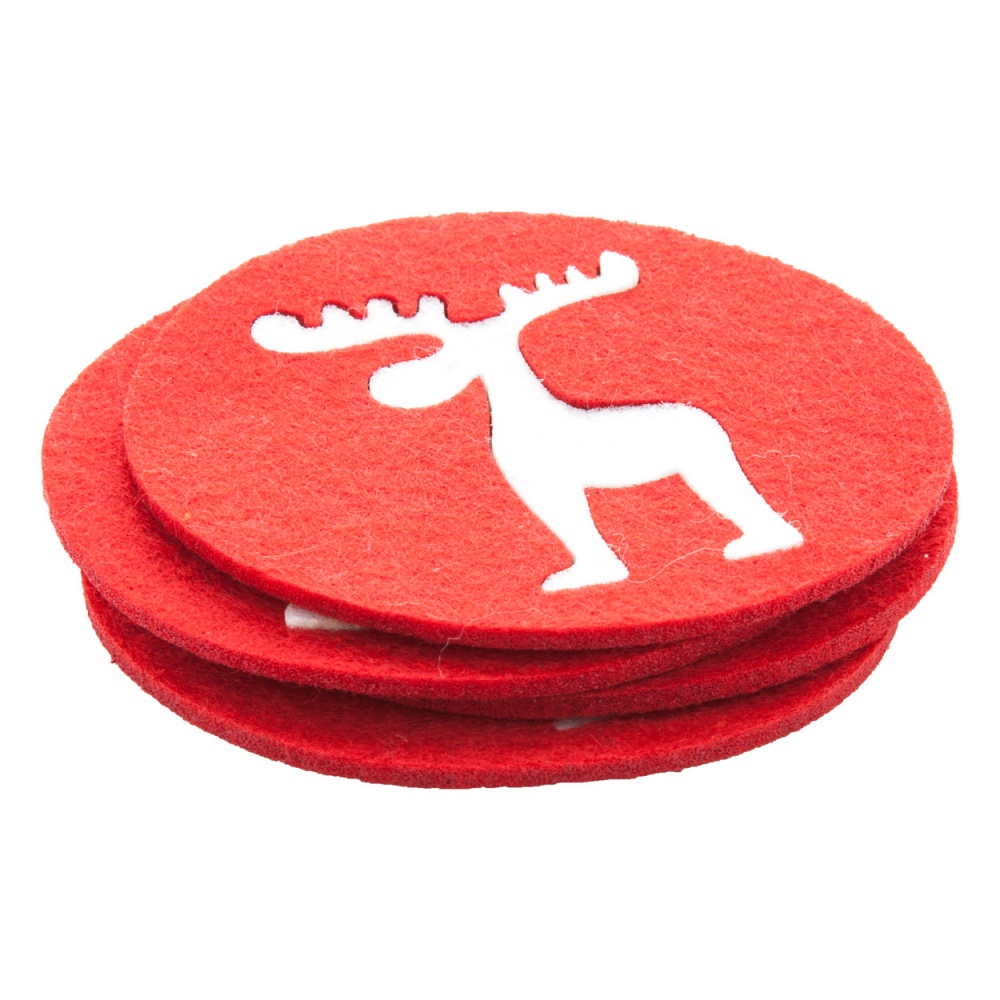 Logo trade mainostuotet tuotekuva: Jõuluteemaline tassialuste komplekt, punane