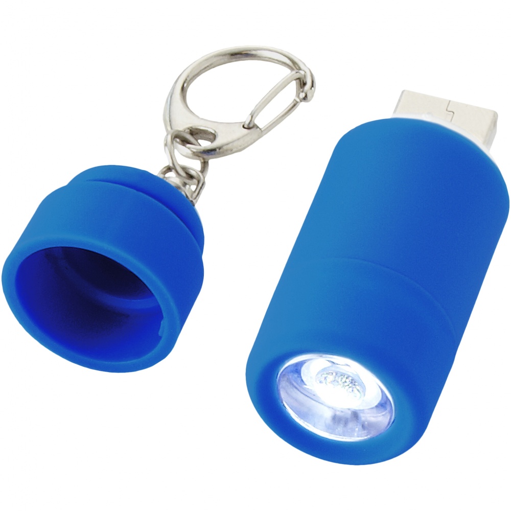 Logo trade liikelahjat mainoslahjat kuva: Avior-USB-avainvalo, ladattava, sininen