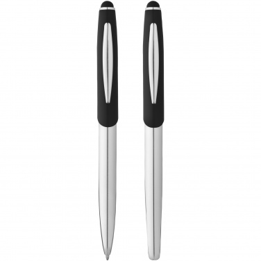 Logo trade mainoslahja kuva: Geneva-stylus-kuulakärkikynä- ja pallokärkikynäsetti, musta