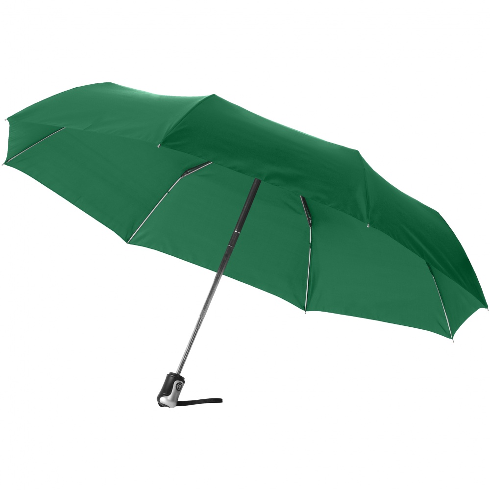 Logo trade mainoslahjat tuotekuva: 21.5" Alex 3-osainen automaattinen sateenvarjo, vihreä