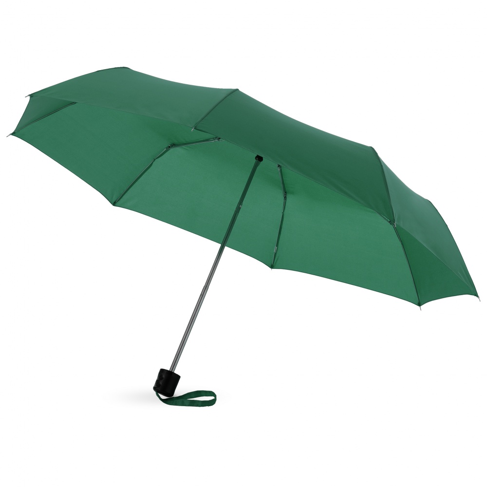 Logo trade mainoslahja ja liikelahja tuotekuva: 21,5" Ida 3-osainen sateenvarjo, vihreä