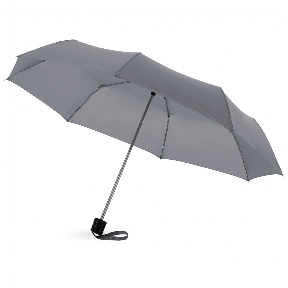 Logo trade liikelahjat tuotekuva: 21,5" Ida 3-osainen sateenvarjo, harmaa