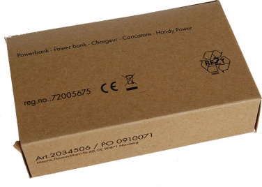 Logo trade mainoslahja ja liikelahja tuotekuva: Powerbank 4000 mAh with USB port in a box, must