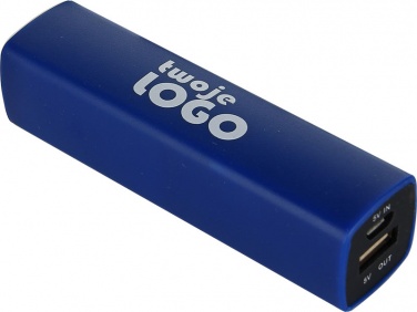 Logo trade mainoslahja ja liikelahja tuotekuva: Powerbank 2200 mAh with USB port in a box, sinine