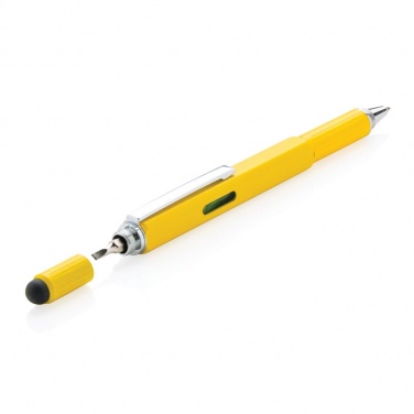 Logotrade mainoslahja tuotekuva: Multitööriist pastakas 5-in-1, kollane