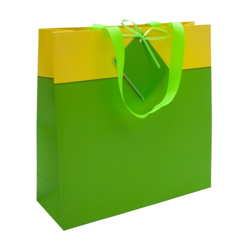 Logo trade mainoslahja ja liikelahja tuotekuva: Kinkekott, roheline/kollane