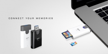 Logotrade mainoslahjat kuva: MicroSD ja SD kaardilugeja Silicon Power Comb, valge