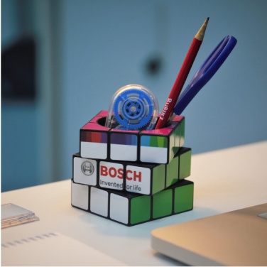 Logo trade mainoslahja ja liikelahja tuotekuva: 3D Rubikin kynäteline