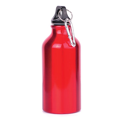 Logo trade mainoslahja ja liikelahja tuotekuva: Joogipudel karabiiniga, 400 ml, punane