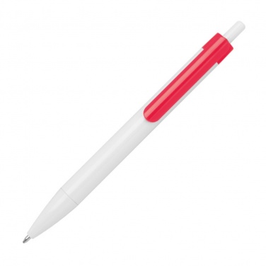 Logo trade mainoslahja ja liikelahja tuotekuva: Värvilise klipiga pastapliiats, punane