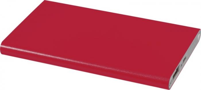 Logo trade mainoslahja ja liikelahja tuotekuva: Alumiini akupankki Pep, 4000 mAh, punainen