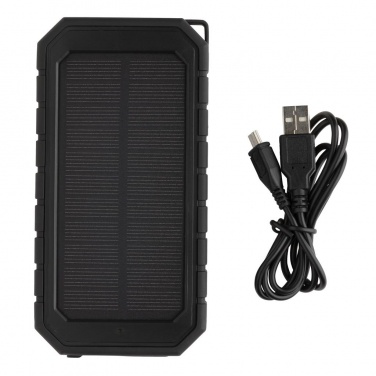 Logotrade mainoslahja tuotekuva: Firmakingitus: 10.000 mAh Solar Powerbank with 10W Wireless Charging, black
