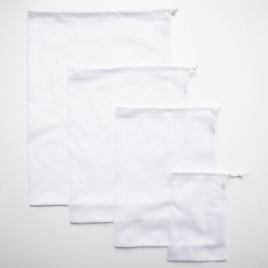 Logotrade liikelahja mainoslahja kuva: Hedelmäpussi ja vihannespussi mesh-materiaalista, 35x45 cm, valkoinen
