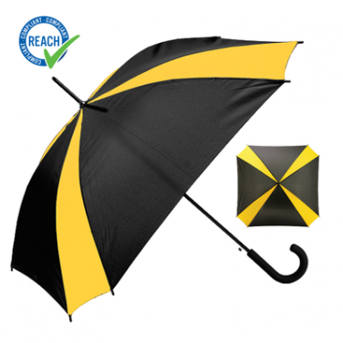 Logotrade mainoslahja tuotekuva: Keltainen ja musta sateenvarjo Saint Tropez
