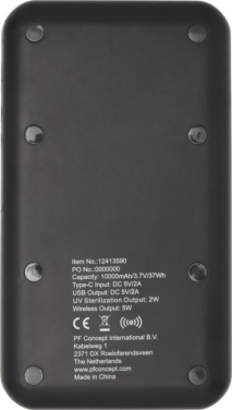 Logo trade mainostuote kuva: Nucleus UV-älypuhelimen steriloitilaite, 10000 mAh virtapankki, musta