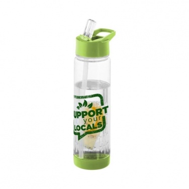 Tutti frutti -juomapullo haudutusosalla 740 ml, läpinäkyvä, vihreä logolla