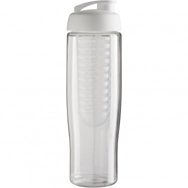 H2O Active® Tempo 700 ml urheilujuomapullo flip-kannella ja hedelmäsiivilällä, Läpinäkyvä / valkoinen – yksityiskohtakuva 3